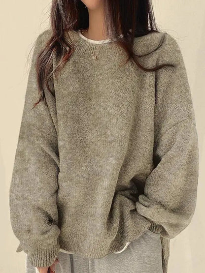 🤲Women's Drop Shoulder Split Hem Sweater