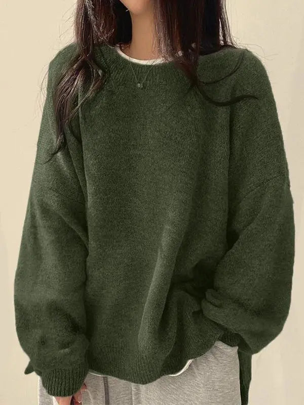 🤲Women's Drop Shoulder Split Hem Sweater