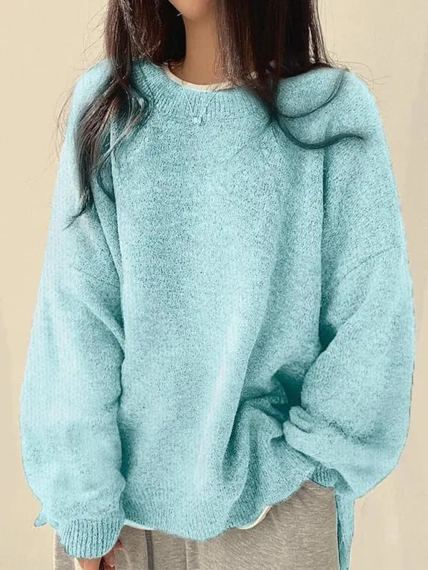 🤲Women's Drop Shoulder Split Hem Sweater