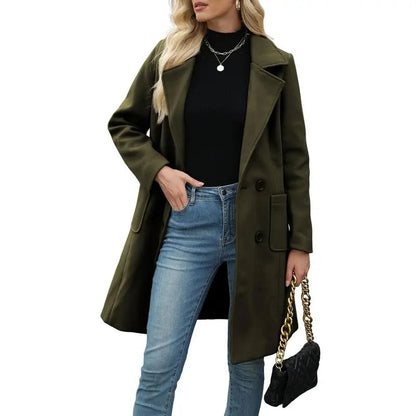 🤲Women's Winter Wool Blend Camel Mid-Long Coat