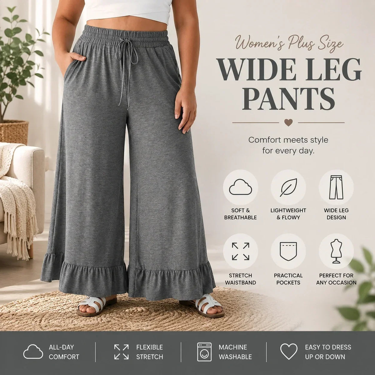💝💝Limited Stock!🔥Women's Plus Size Wide Leg Pants
