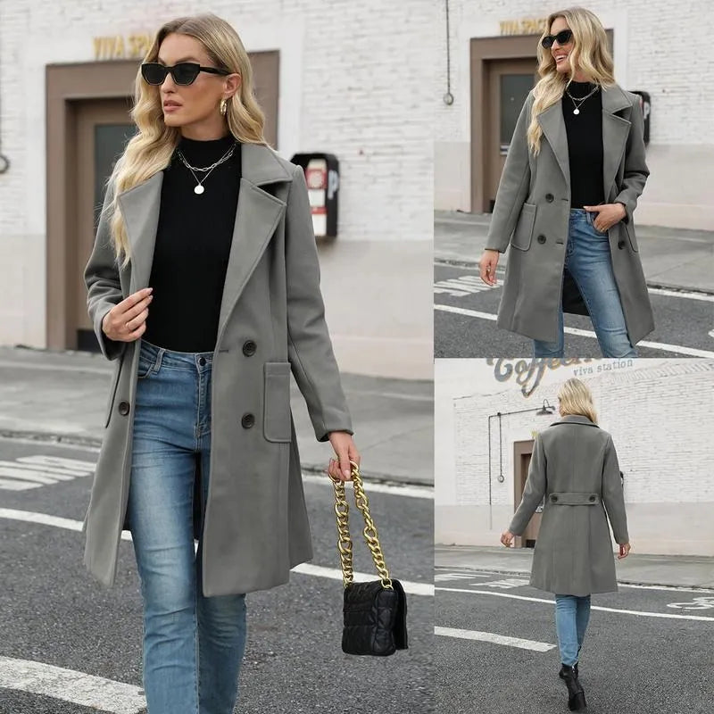 🤲Women's Winter Wool Blend Camel Mid-Long Coat
