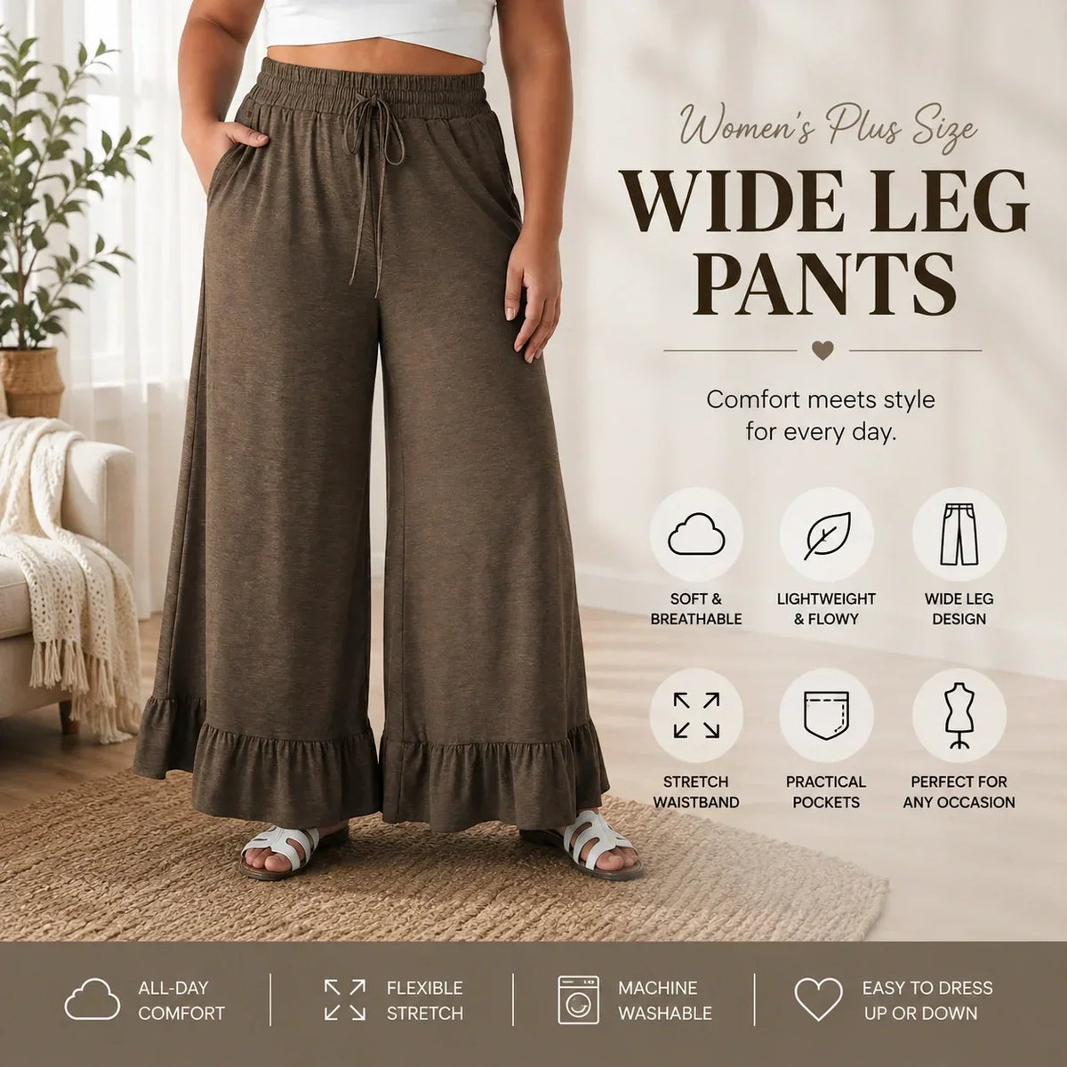 💝💝Limited Stock!🔥Women's Plus Size Wide Leg Pants