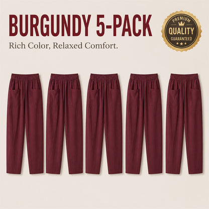 FINAL CLEARANCE - 10-Pack Only $38.99 - Women's Relaxed Elastic-Waist Tapered Pants with Patch Pockets