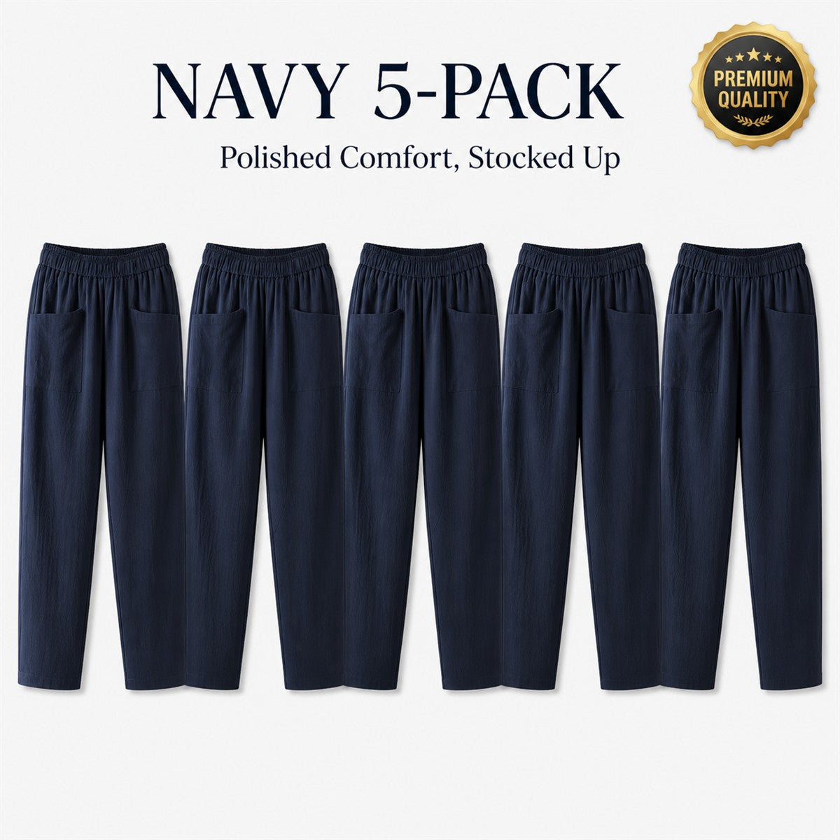 FINAL CLEARANCE - 10-Pack Only $38.99 - Women's Relaxed Elastic-Waist Tapered Pants with Patch Pockets