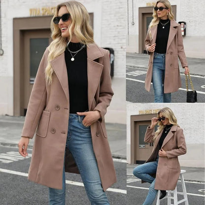 🤲Women's Winter Wool Blend Camel Mid-Long Coat