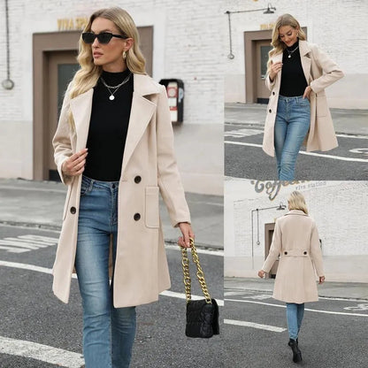 🤲Women's Winter Wool Blend Camel Mid-Long Coat